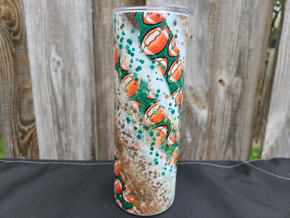 Football Skinny Tumbler - FAUX Glitter