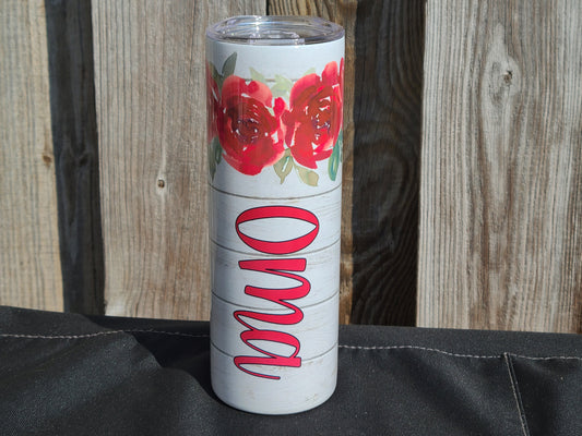 Oma Floral Skinny Tumbler