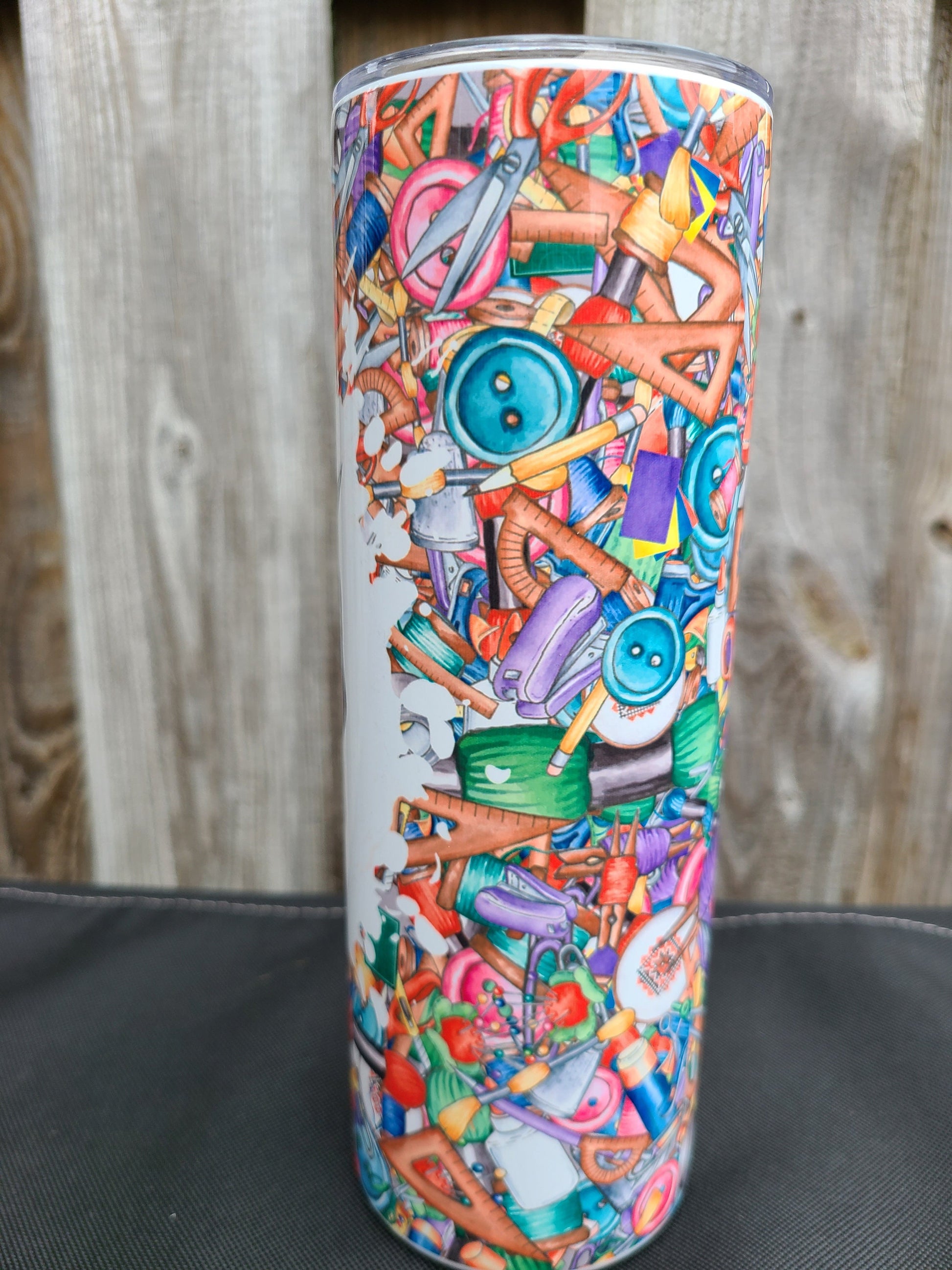 skinny tumbler in multicolors mom with messy bun and shadys #craftlife