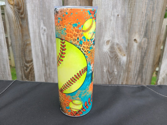 Softball 20 oz Skinny Tumbler