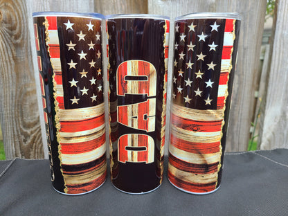 American Flag Dad 20 oz Skinny Tumbler