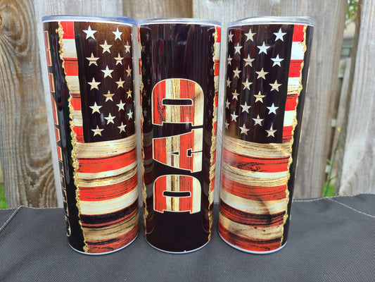 American Flag Dad 20 oz Skinny Tumbler