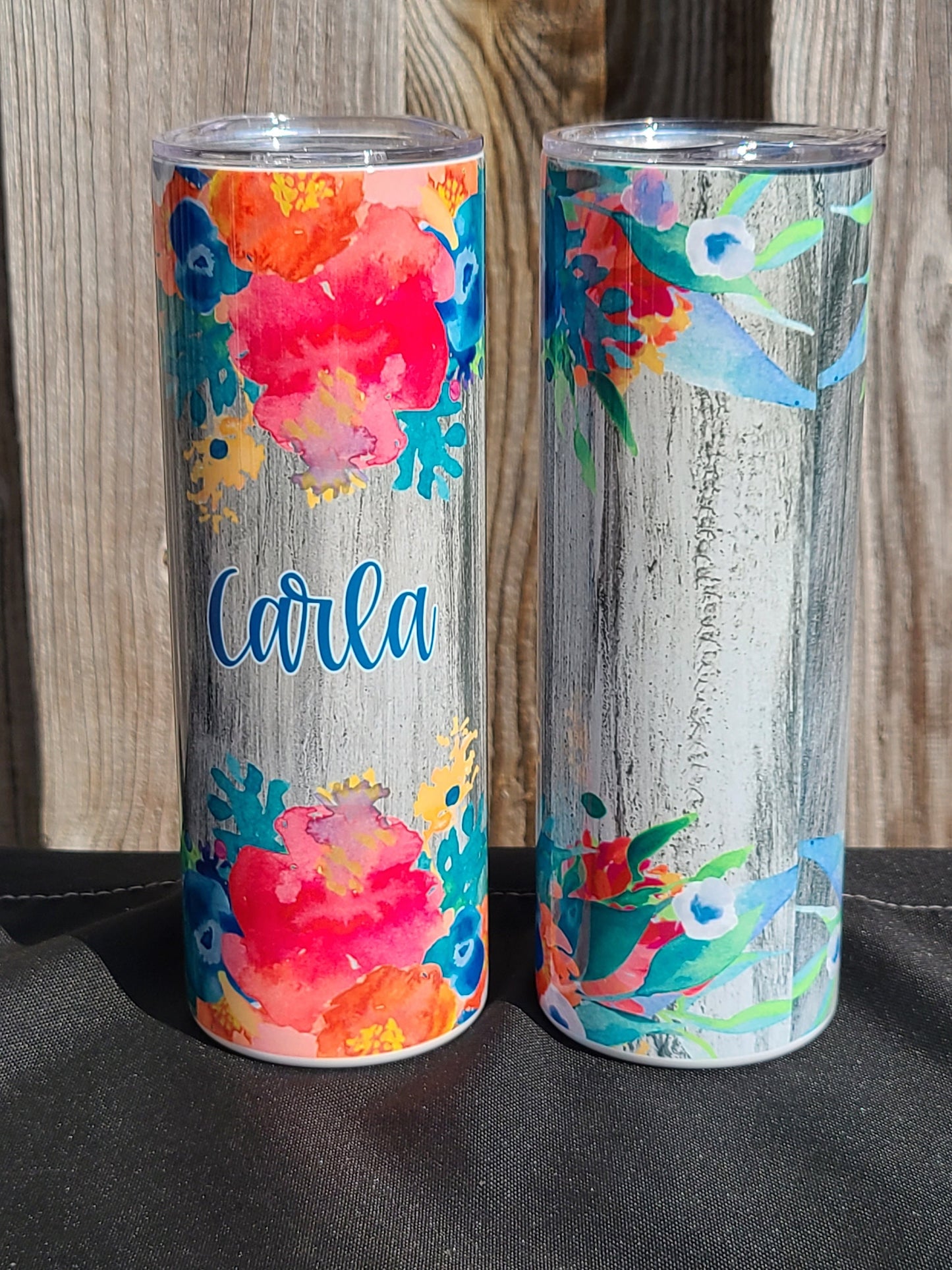 Floral Personalized Skinny Tumbler