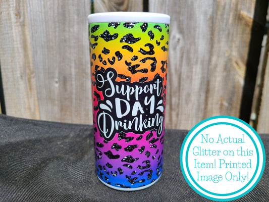Bright Colored Leopard Print Skinny Can Cooler - Support Day Drinking