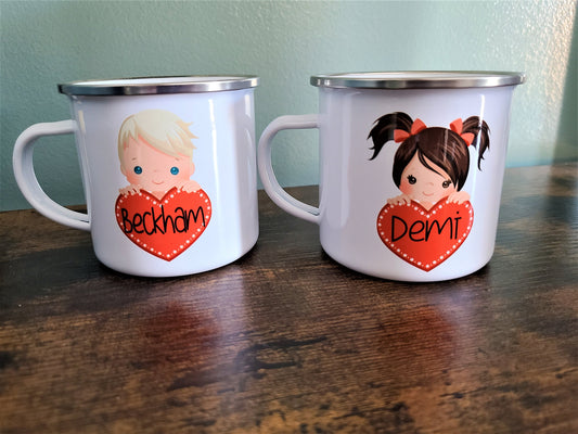 Heart Kids Enamel Mugs - Personalized