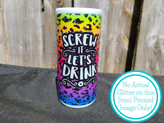 Bright Colored Leopard Print Skinny Can Cooler - Screw It Let's Drink