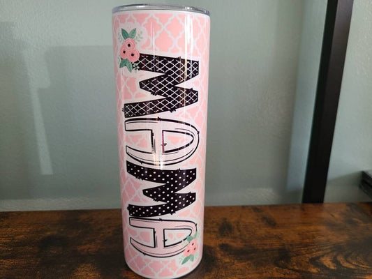 Pink and Black Personalized Skinny Tumbler