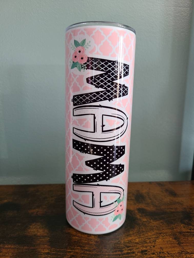 Pink and Black Personalized Skinny Tumbler