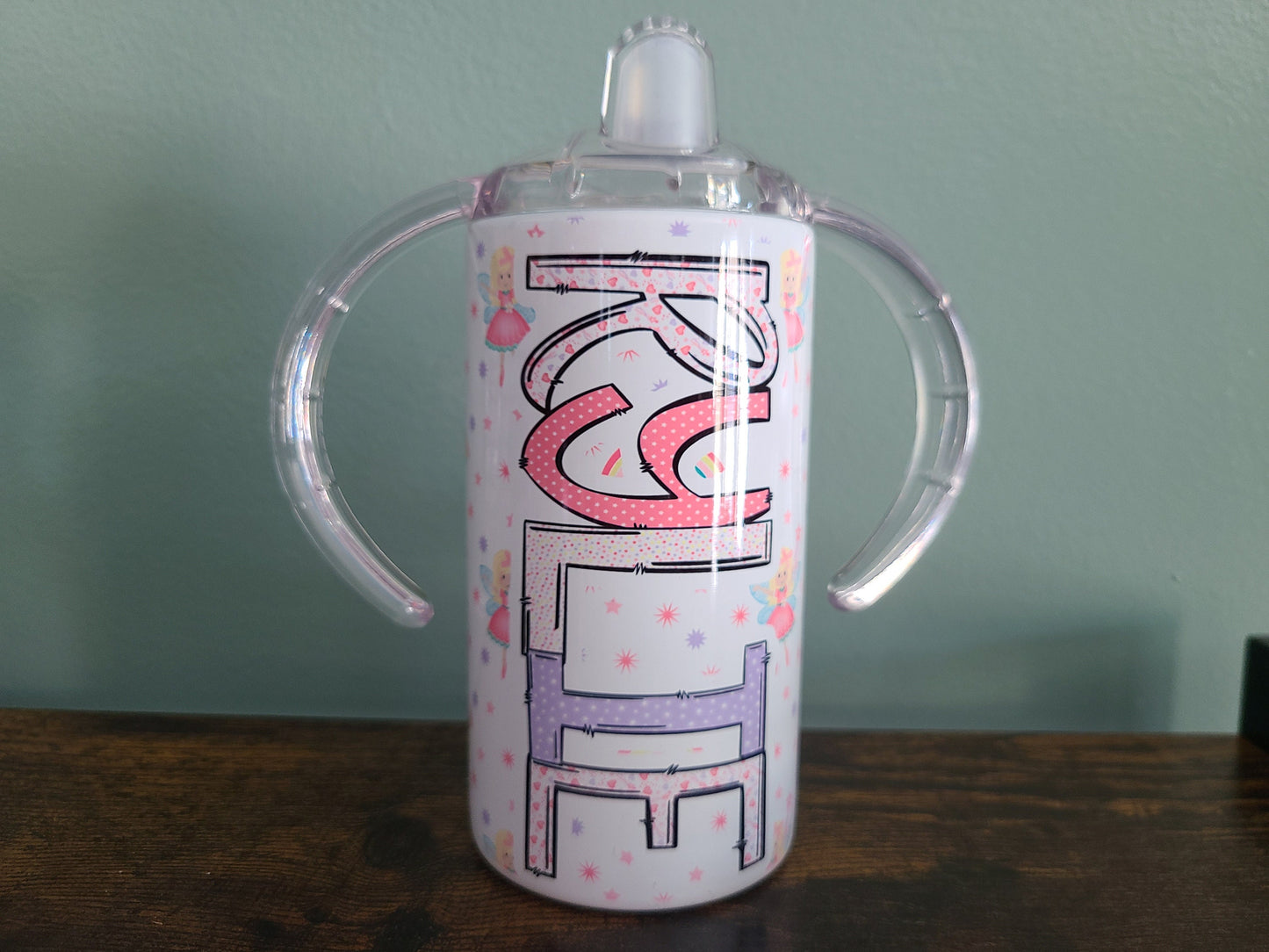 Personalized Fairy Theme Sippy Cup - 12 oz Tumbler with Two Lids!