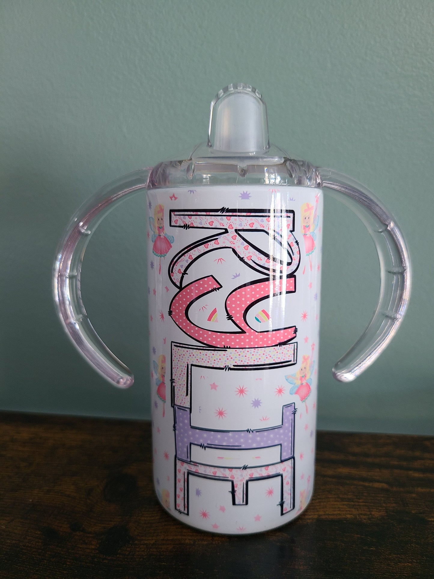 Personalized Fairy Theme Sippy Cup - 12 oz Tumbler with Two Lids!