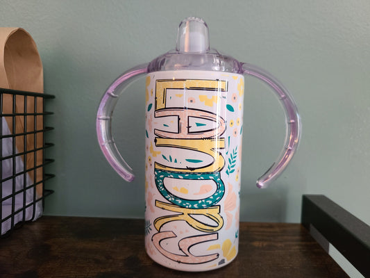 Floral Personalized Sippy Cup with Bonus Lid