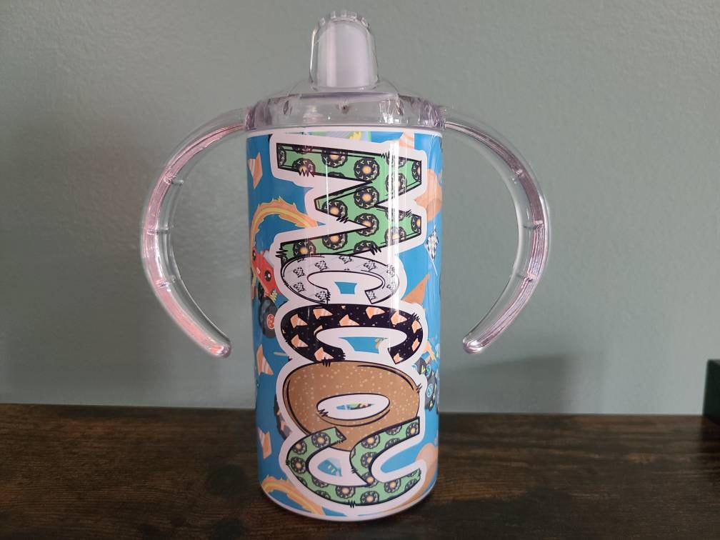 Personalized Monster Truck Sippy Cup with Bonus Lid