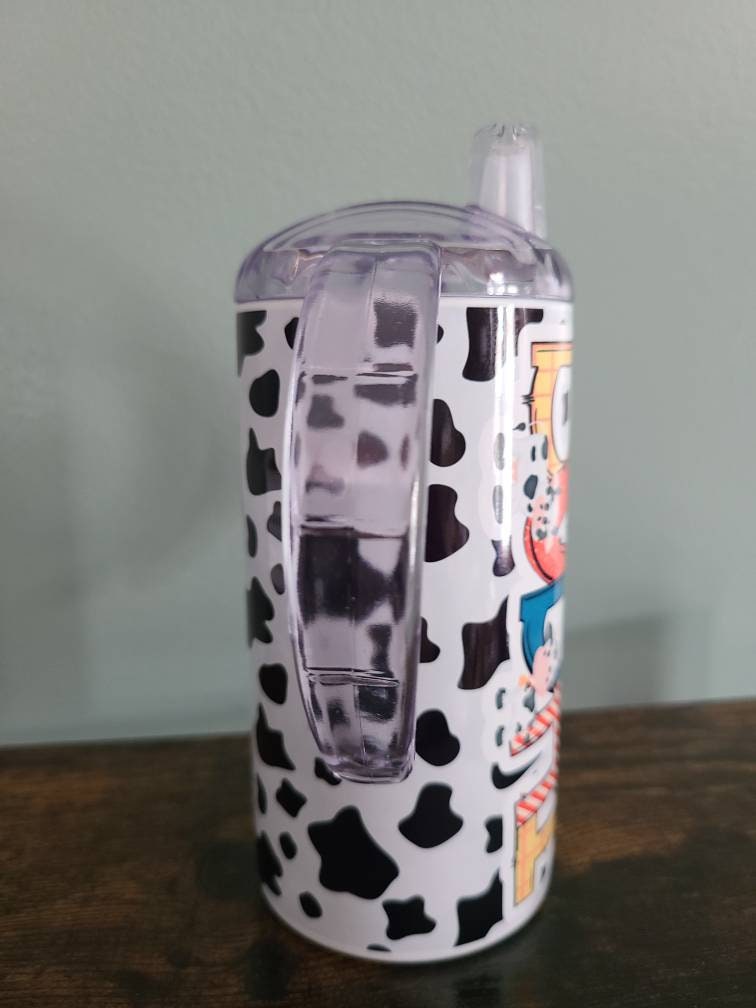 Cow Print Personalized Sippy Cup with Bonus Lid