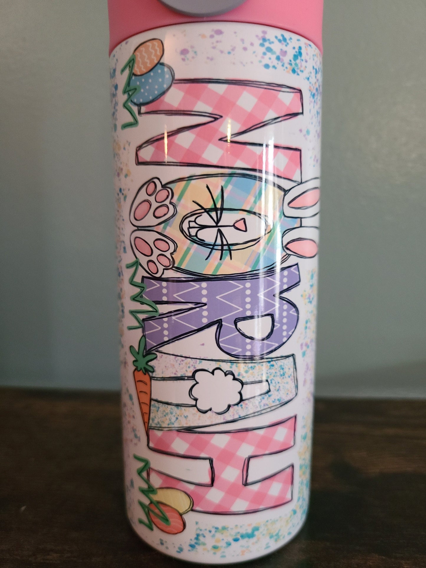 Personalized Easter Water Bottle - 12 oz Flip Top Water Bottle with Straw