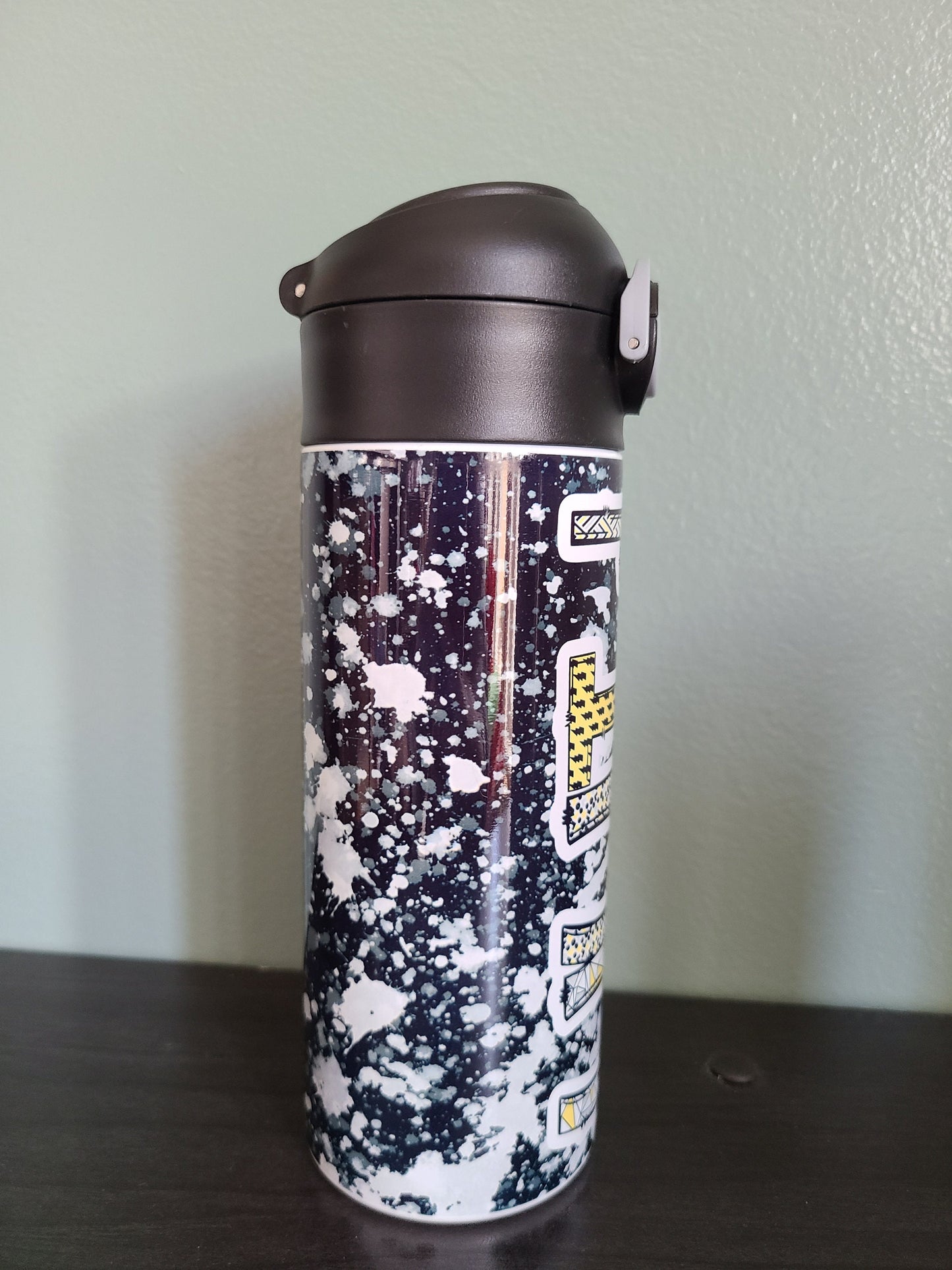 Black and Yellow Flip Top Water Bottle - Personalized