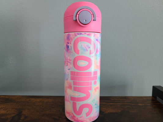 Pink Tie Dye Personalized Water Bottle