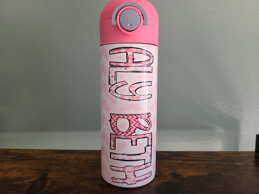 Pink Ballerina Themed Personalized Water Bottle