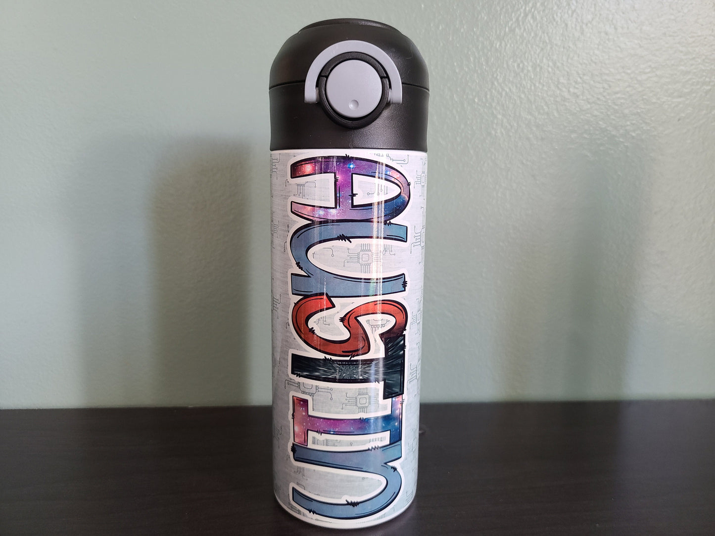 Galaxy Themed Flip Top Water Bottle - Personalized