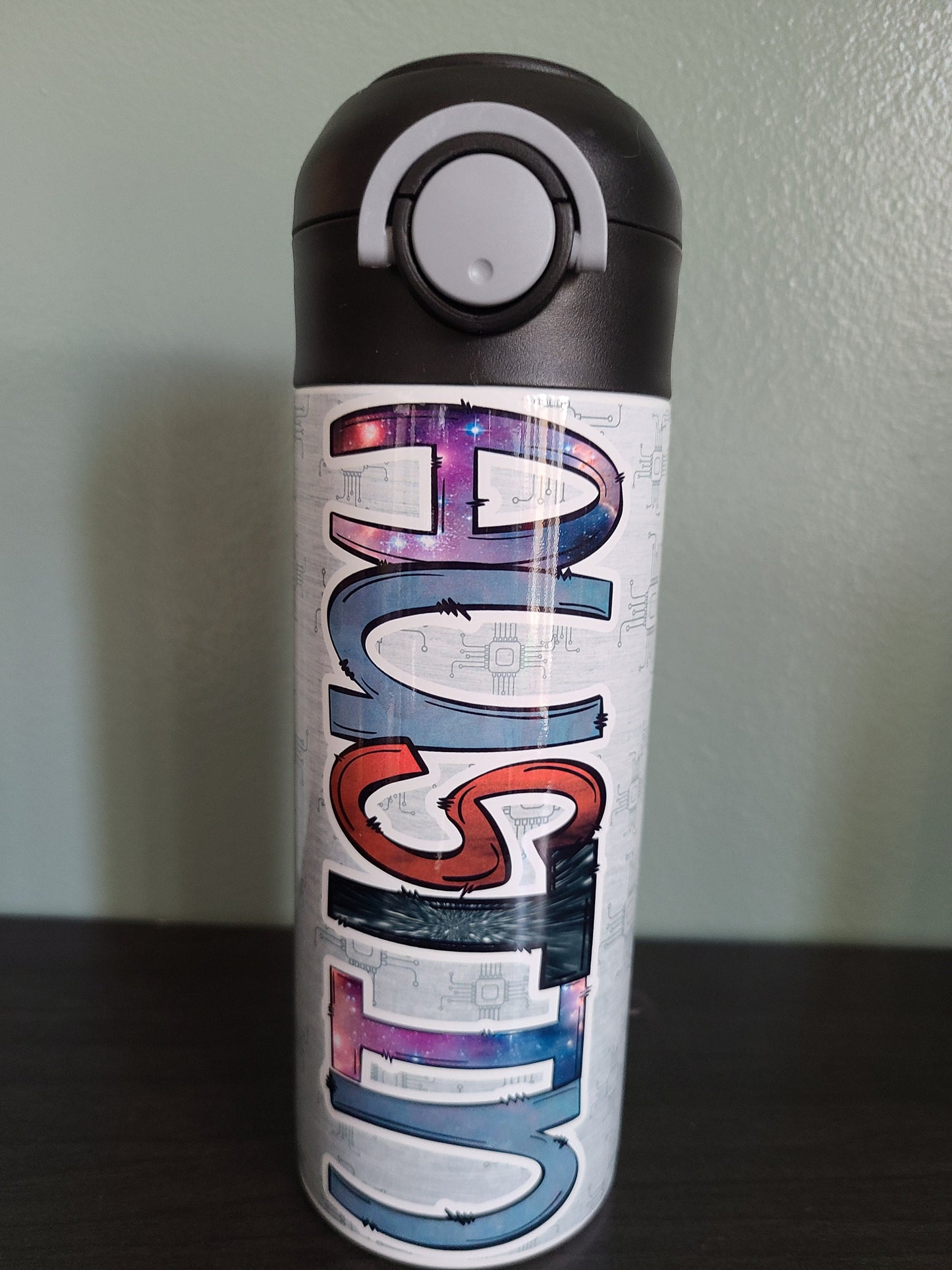 Galaxy Themed Flip Top Water Bottle - Personalized