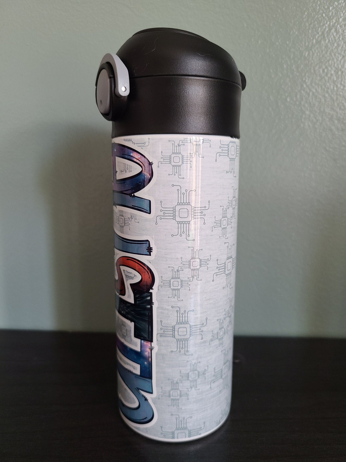 Galaxy Themed Flip Top Water Bottle - Personalized