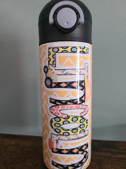 Construction Themed Flip Top Water Bottle - Personalized