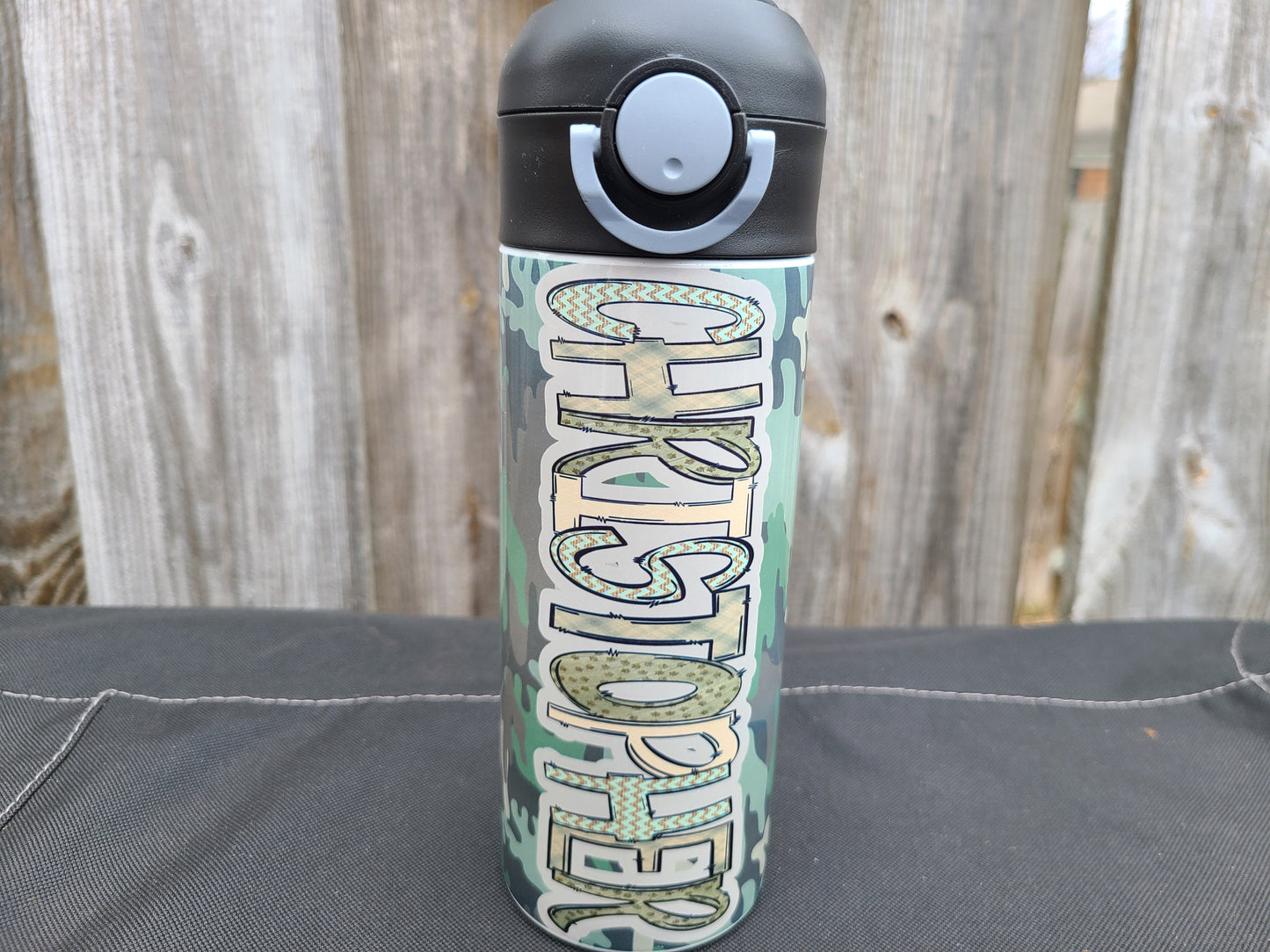 Camouflage Flip Top Water Bottle - Personalized