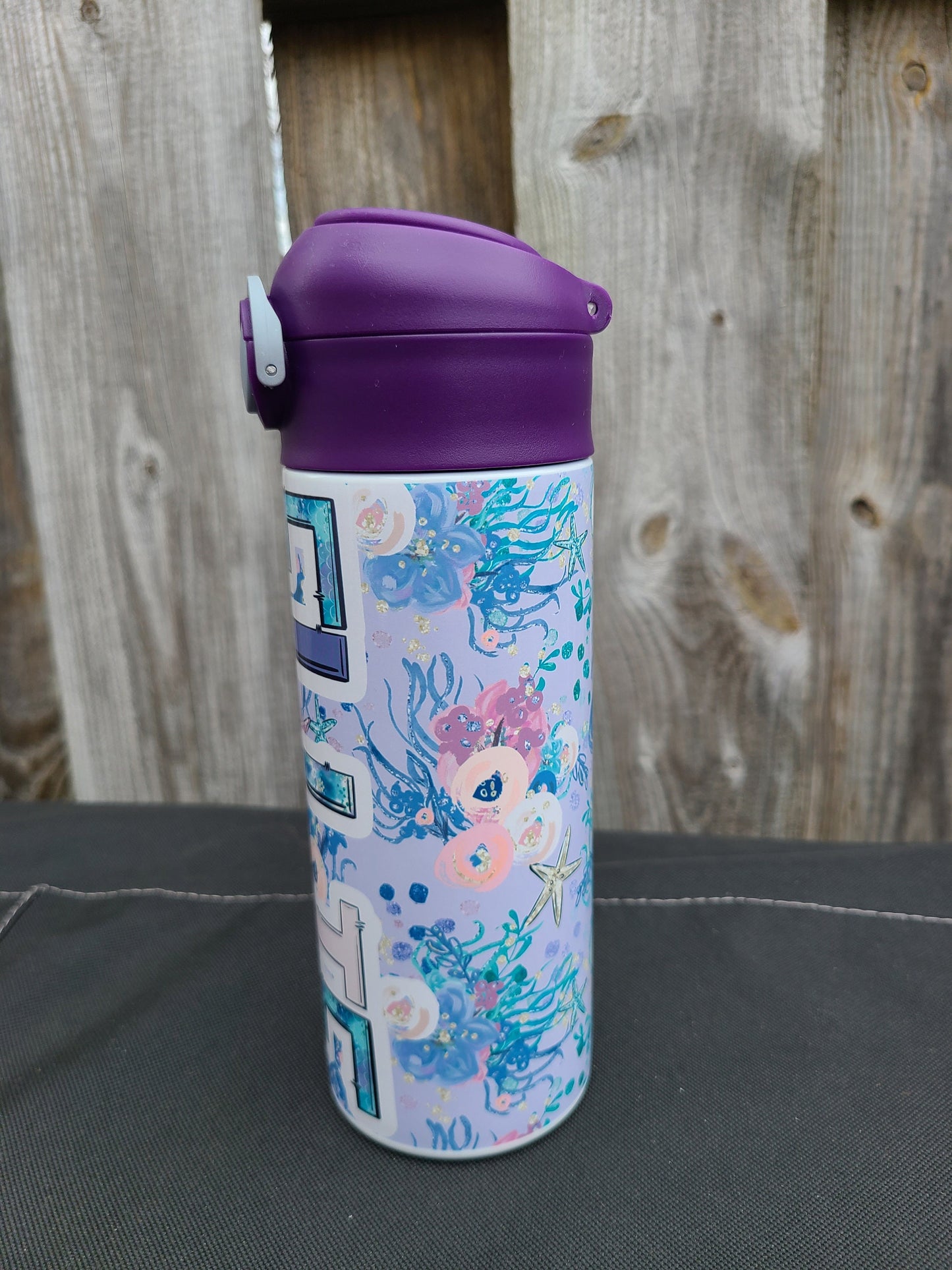 Purple Mermaid Personalized Water Bottle