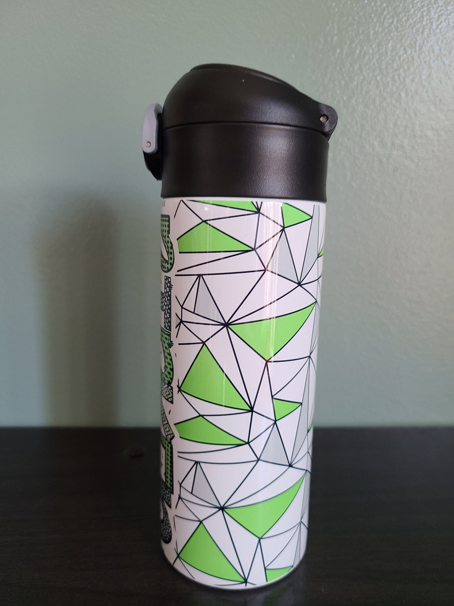 Black and Green Flip Top Water Bottle - Personalized