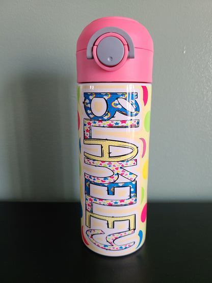 Yellow Polka Dot Water Bottle - Personalized