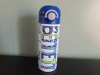 Personalized Sharks Water Bottle - 12 oz Flip Top Water Bottle with Straw