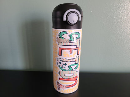 Personalized Farm Animals Water Bottle - 12 oz Flip Top Water Bottle with Straw