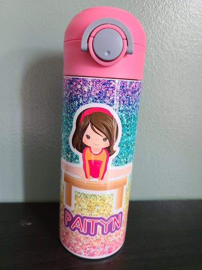 Gymnastics Flip Top Water Bottle - Personalized