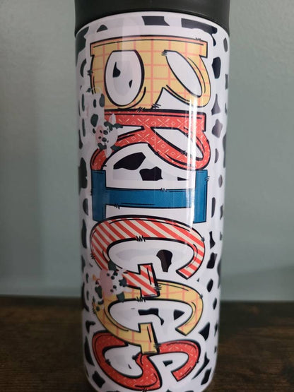 Cow Print Cow Lover Flip Top Water Bottle - Personalized