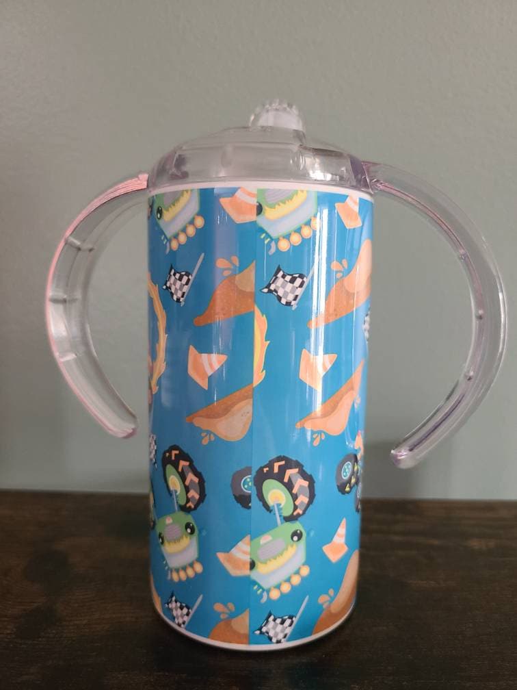 Construction & Monster Trucks Personalized 10 oz. Sippy Cup- Blue