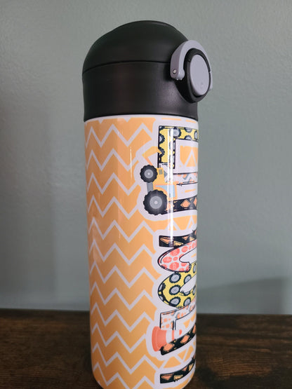 Construction Themed Flip Top Water Bottle - Personalized