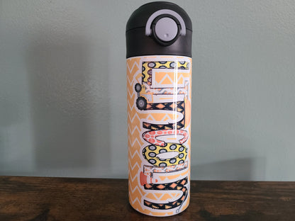 Construction Themed Flip Top Water Bottle - Personalized