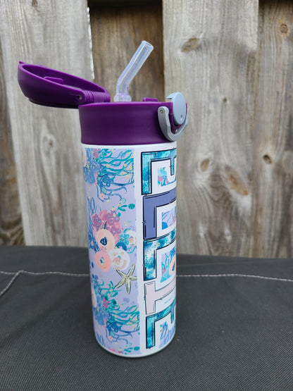 Purple Mermaid Personalized Water Bottle