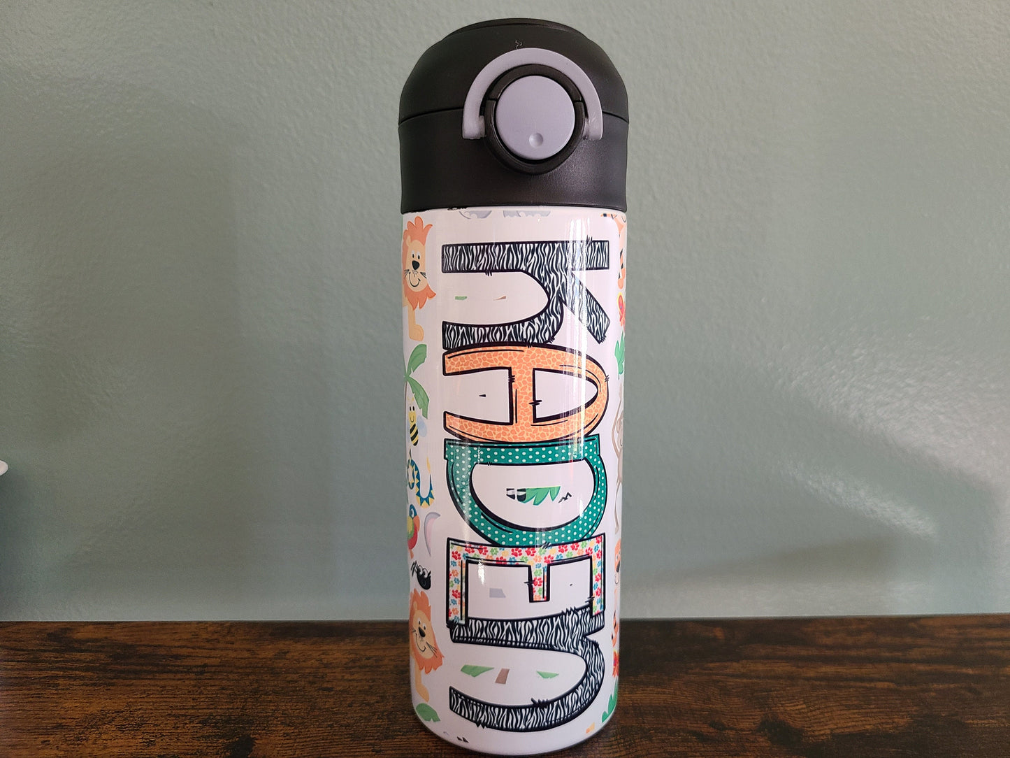 Jungle Animal Flip Top Water Bottle - Personalized