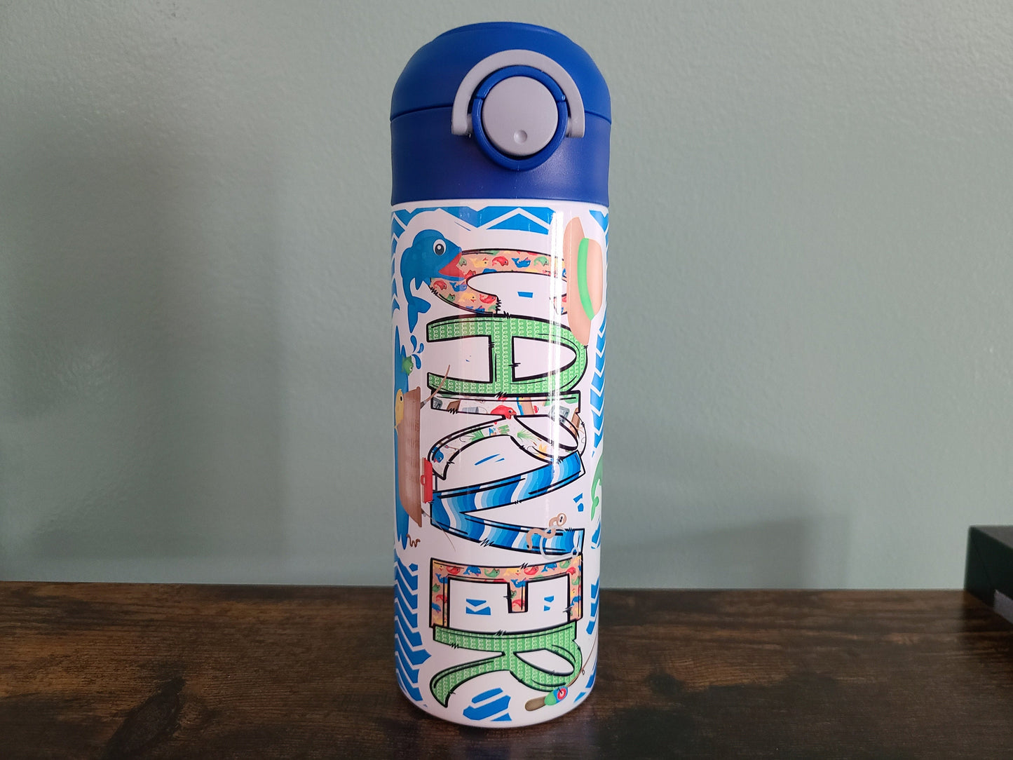 Fishing Themed Flip Top Water Bottle - Personalized