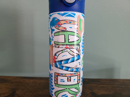 Fishing Themed Flip Top Water Bottle - Personalized