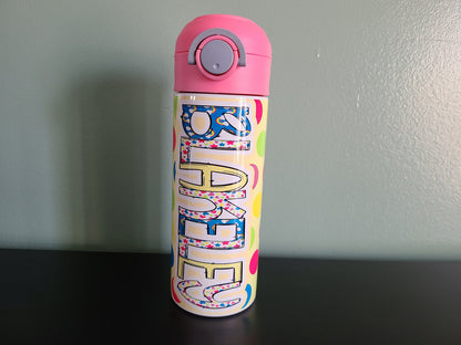 Yellow Polka Dot Water Bottle - Personalized