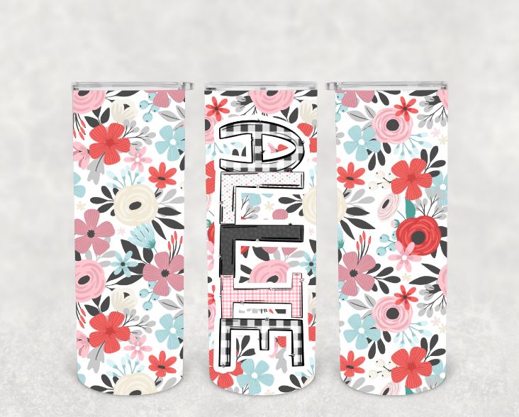 Teal and Pink Floral 20 oz Tumbler