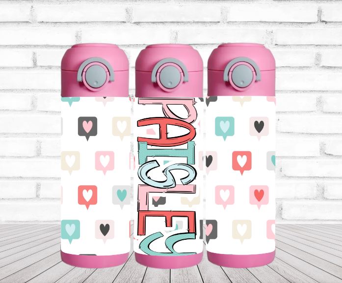 Heart Captions Personalized Water Bottle