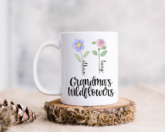 Grandma's Wildflowers Birth Month Flower Ceramic Coffee Mug