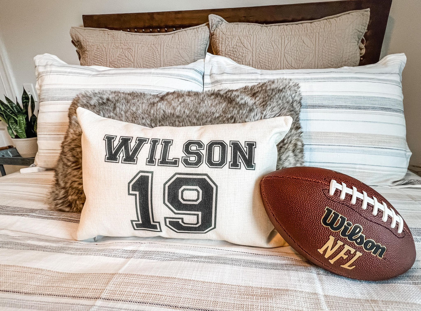 Custom Last Name & Jersey Number Throw Pillow